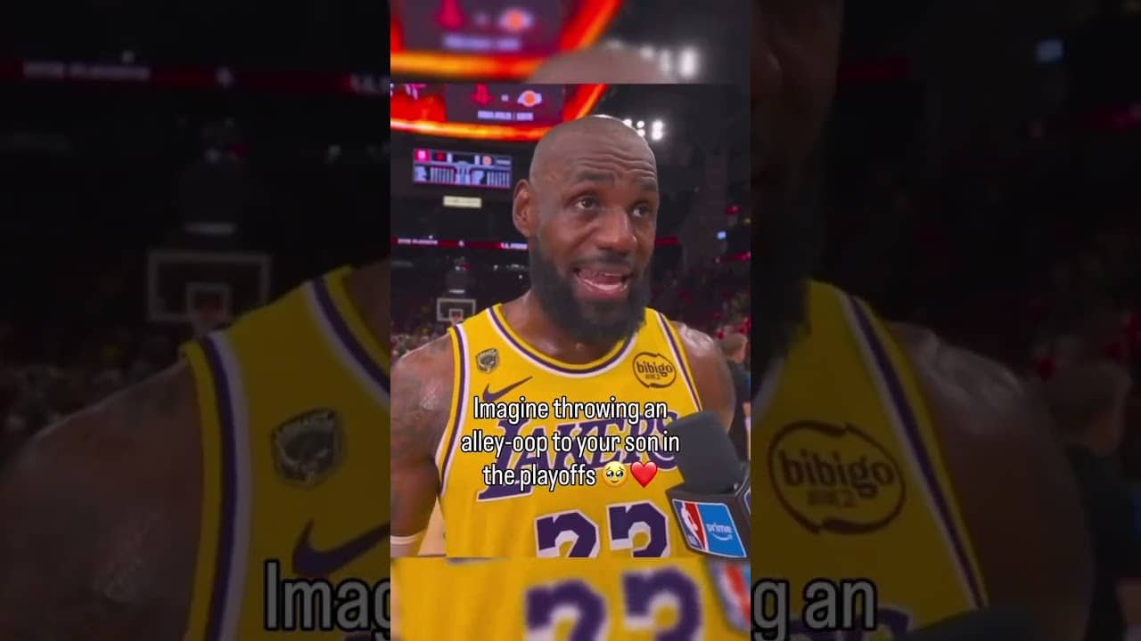 LeBron & Bronny made history as the 1st father-son duo to connect on an assist in a playoff game 👏