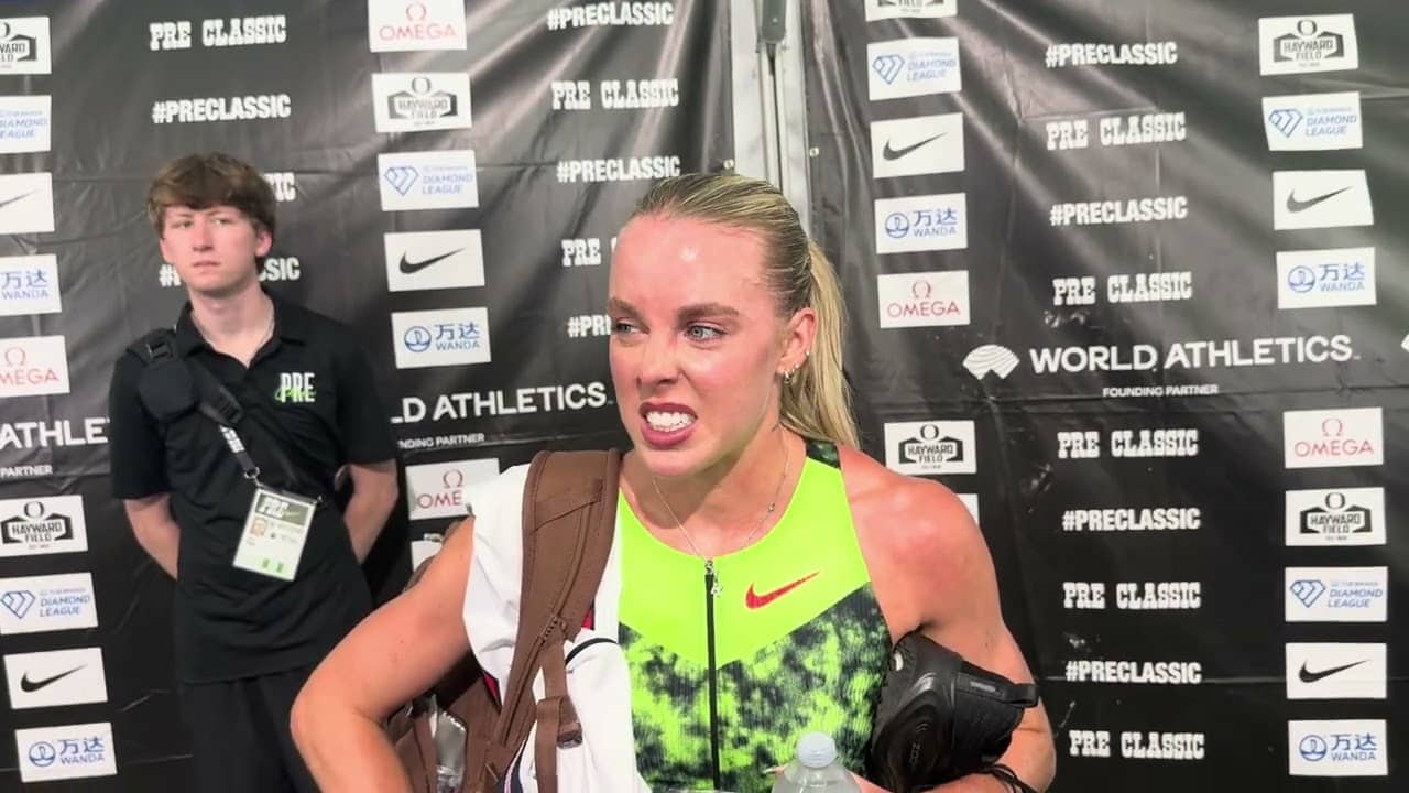 Keely Hodgkinson on racing after taking a bad fall earlier in the week. 
