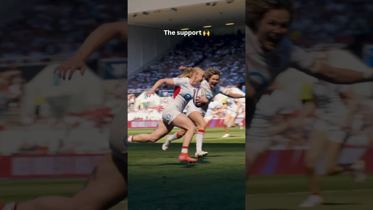 Get yourself teammates who celebrate your tries like this 🙌 | #redroses #englandrugby