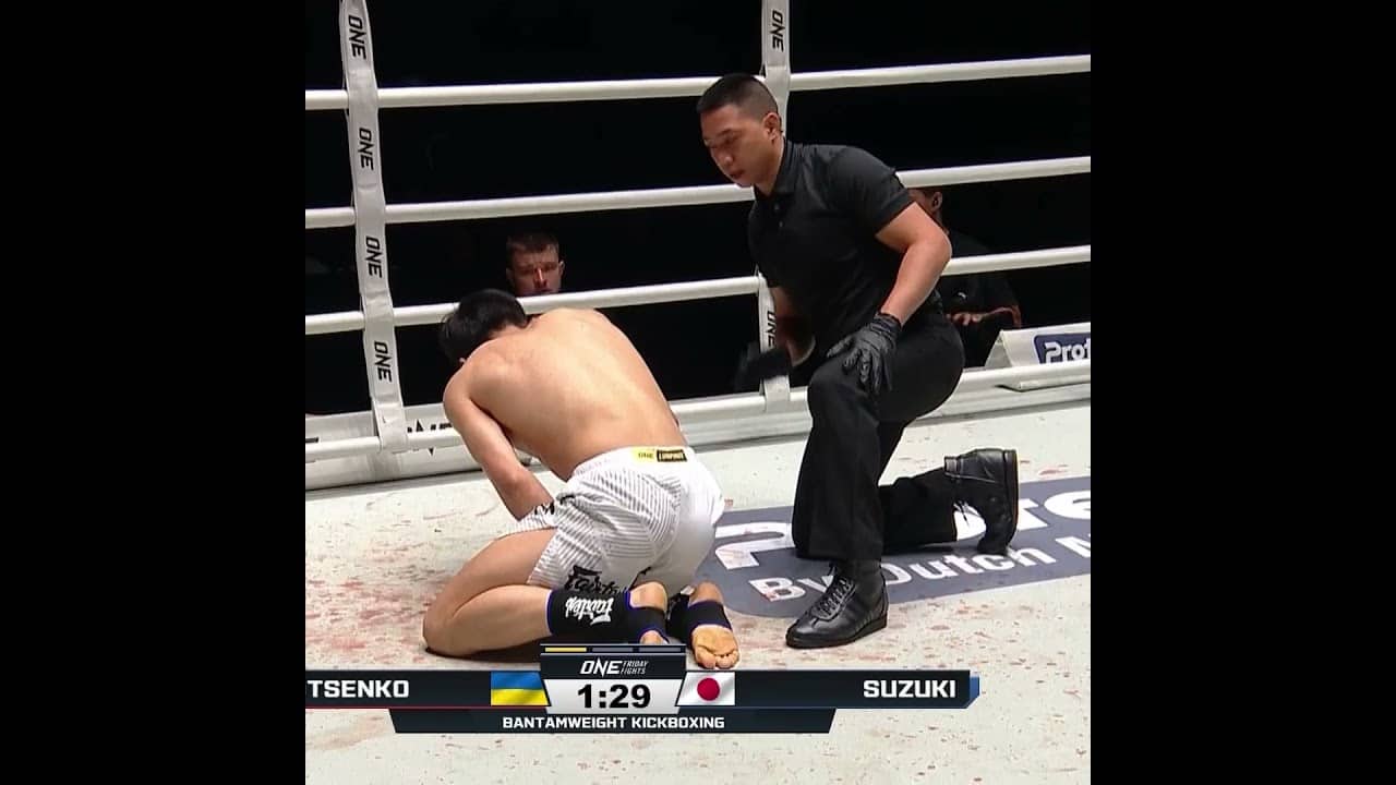 Still standing 💪 Denis Dotsenko scores a shocking first-round TKO!