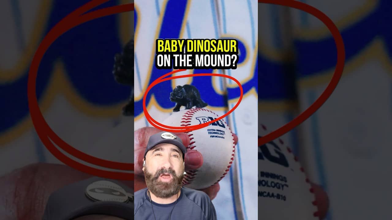 He brings a baby dinosaur to the mound. 🤣 #baseball