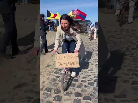 Manon Lloyd and Dani Rowe tackle the infamous Carrefour de l’Arbre cobbles on a pair of kids bikes😅