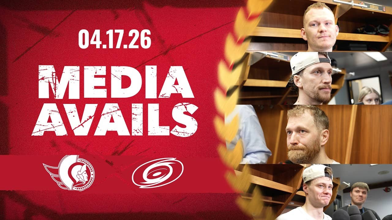 Brady Tkachuk, Thomas Chabot, Claude Giroux, Tim Stützle, Travis Green Media Availability