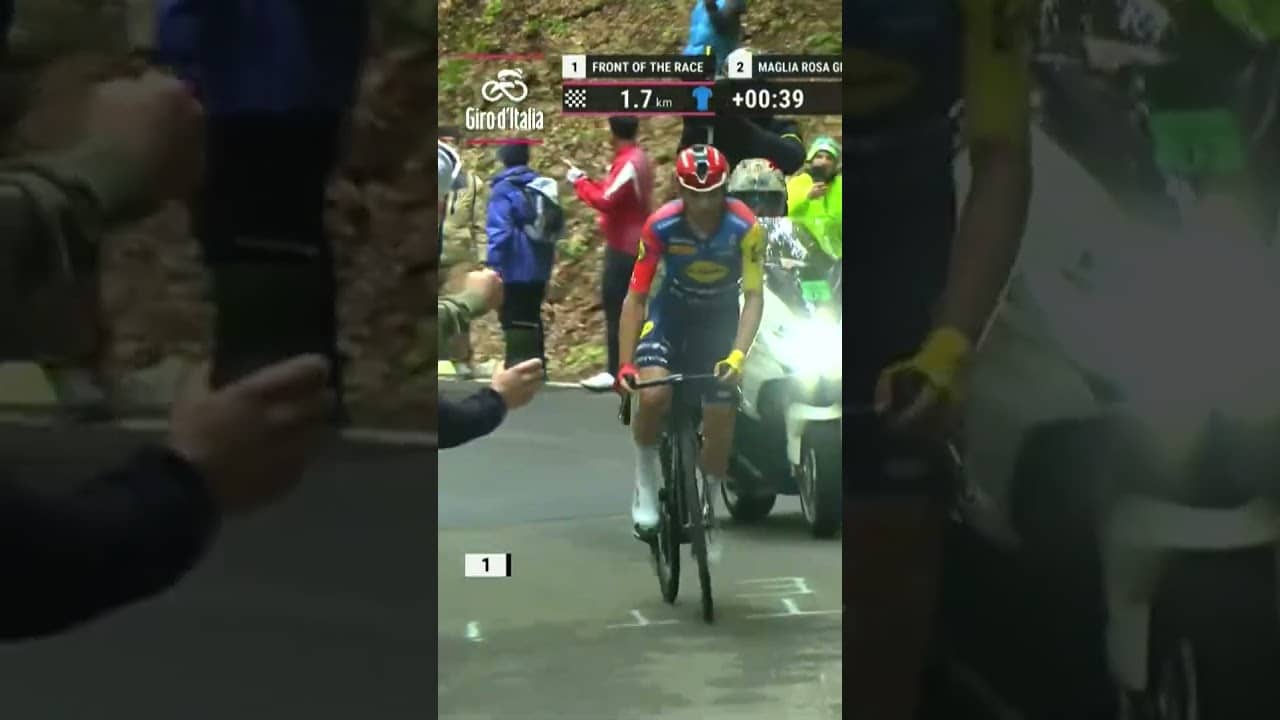 Let the riders race! 🚨 Giulio Ciccone gives a fan a gentle reminder to give the riders space!