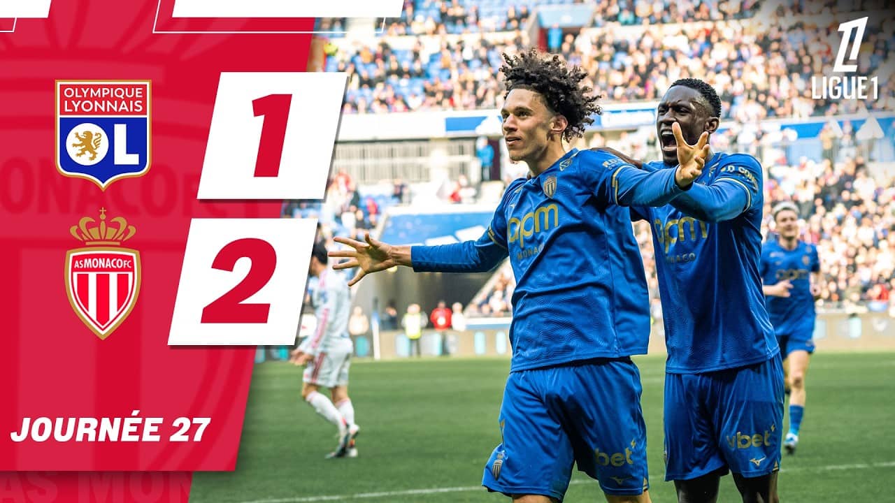 Résumé, OL 1-2 AS Monaco (Akliouche, Balogun) - 27e journée