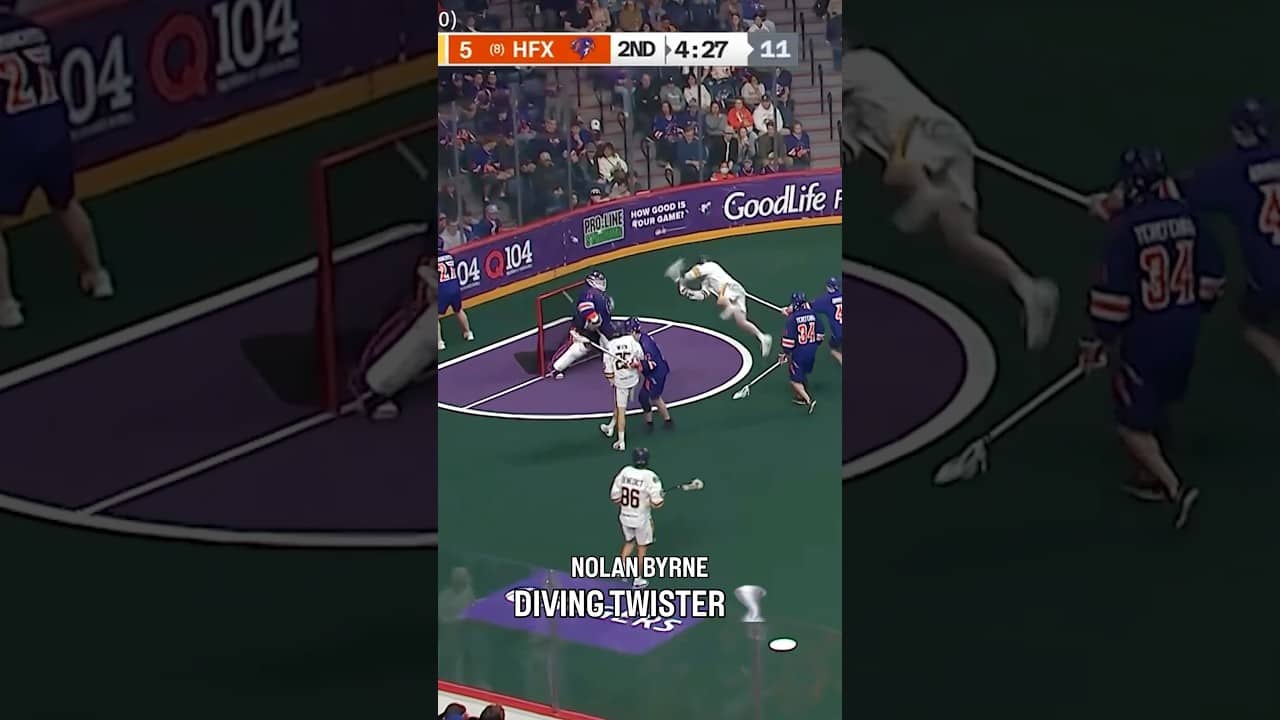 Nolan Byrne mid-air magic! 🤯 #NLLPlayoffs