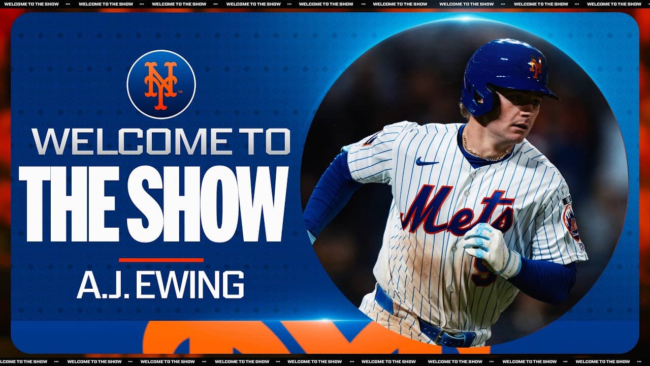 Have a debut! A.J. Ewing hits an RBI triple, draws 3 walks, and steals a base in his MLB debut! 👏