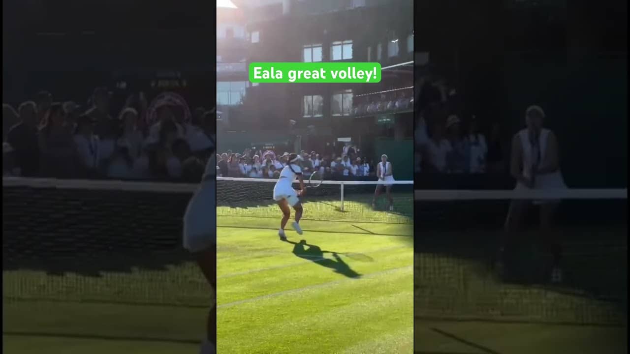 Alex Eala executes great reaction volley in Wimbledon doubles with Bartunkova 🤳daisy_sportsjourno