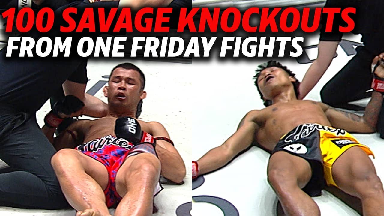 LIGHTS OUT, NO MERCY 😵 100 Of The Most INSANE Knockouts From ONE Friday Fights!