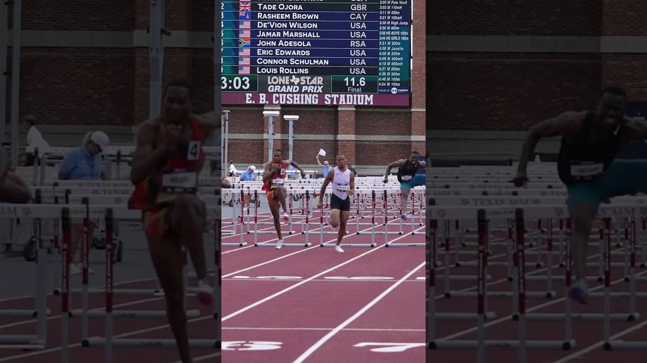 Jamar Marshall delivers a breakthrough performance of 13.04 in the men’s 110m hurdles 😮‍💨 #track
