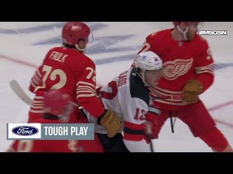 Cody Glass scores a goal against the Detroit Red Wings