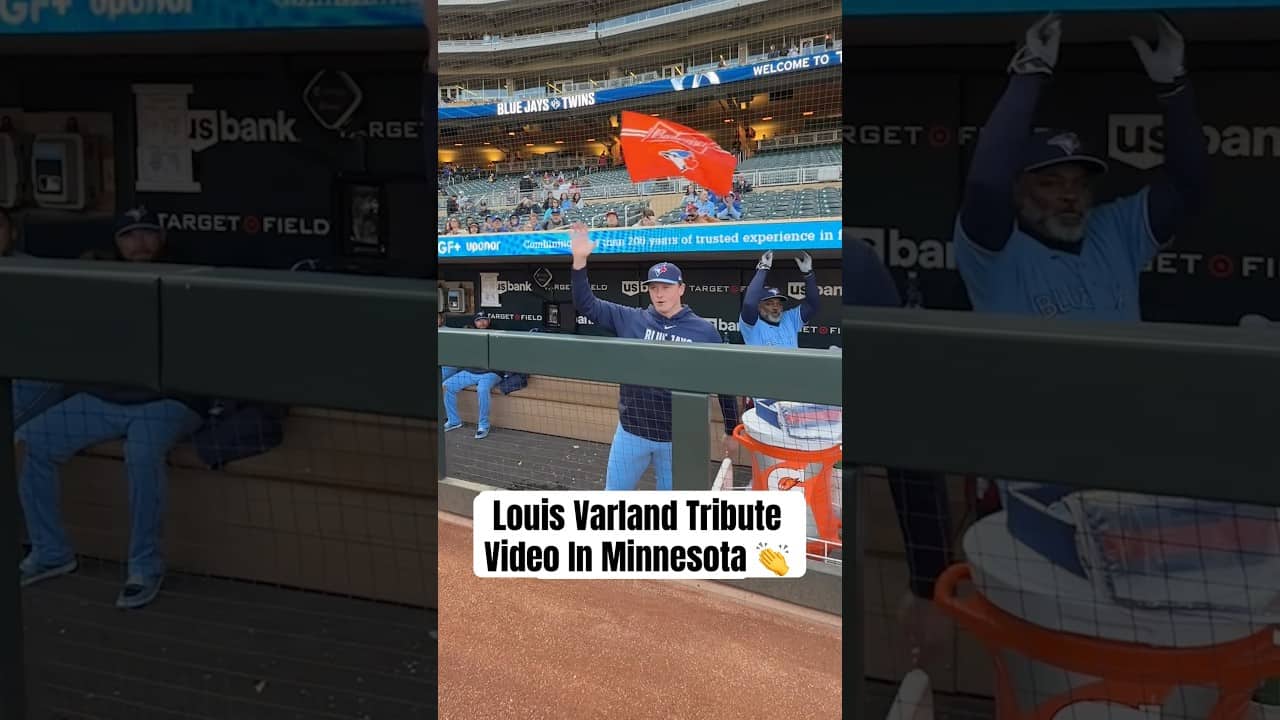 Louis Varland receives a tribute video in his return back to Saint Paul 👏 #MLB #BlueJays #Minnesota