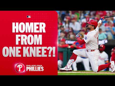 HOW DID HE HOMER?! Kyle Schwarber DROPS TO A KNEE to crush a solo home run to center field! 🔔