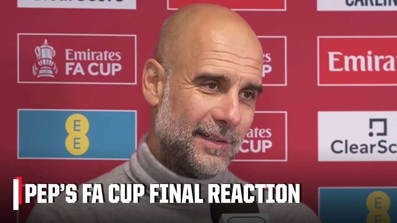 Pep Guardiola reacts to Manchester City's FA Cup final victory over Chelsea 🏆 | ESPN FC