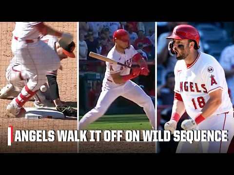WILD FINISH 😱 Angels walk it off on a kicked ball, swinging bunt single | MLB on ESPN
