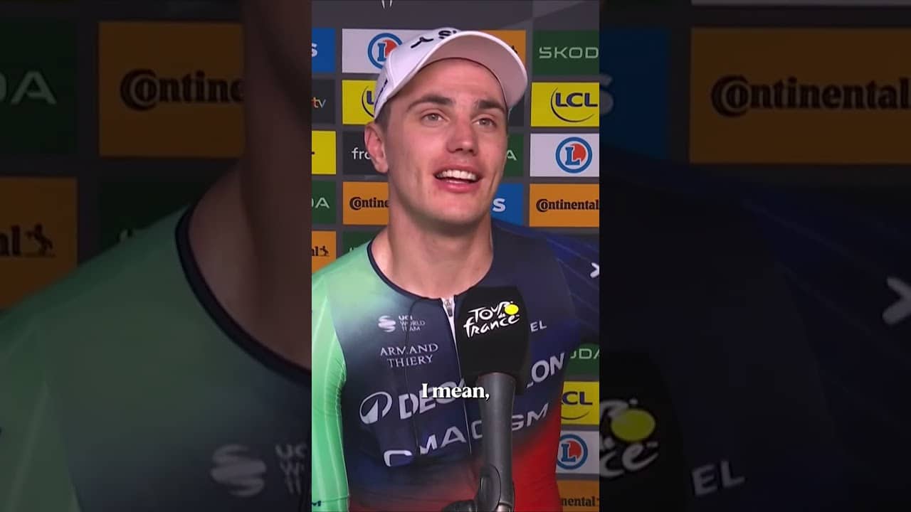 Olav Kooij reacts to his first Tour de France stage victory ❤️