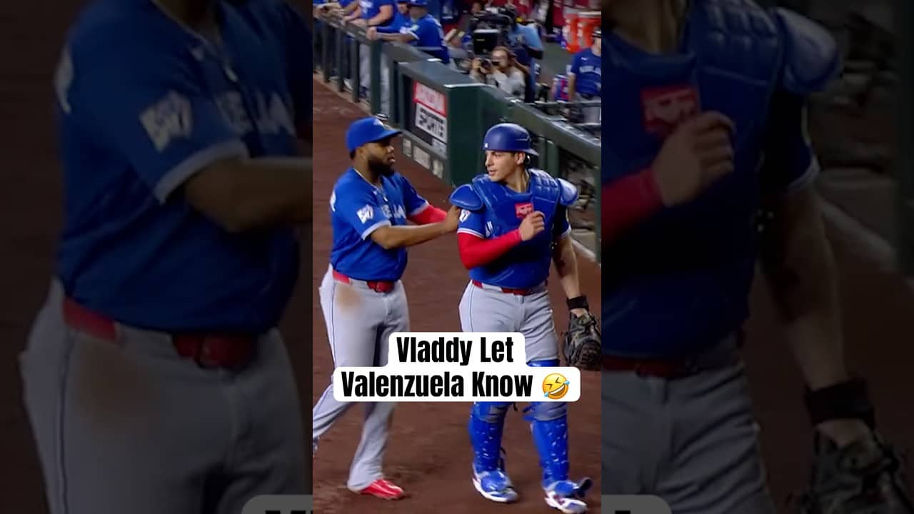 Vladimir Guerrero Jr. let Brandon Valenzuela know those are his 😅🤣 #MLB #BlueJays