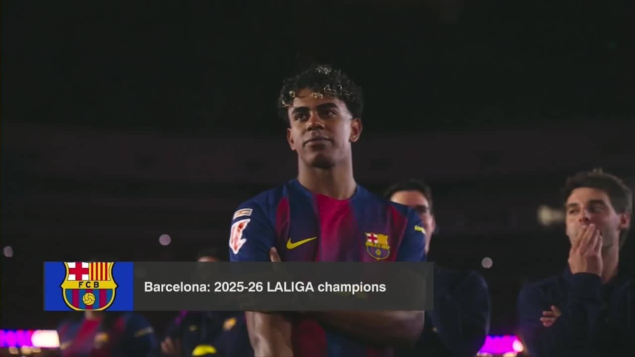 Barcelona celebrates winning the 2025-26 LALIGA title after their El Clasico victory 👏 | ESPN FC