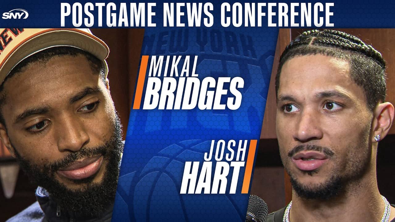 Josh Hart and Mikal Bridges discuss Knicks’ Game 2 victory over Sixers