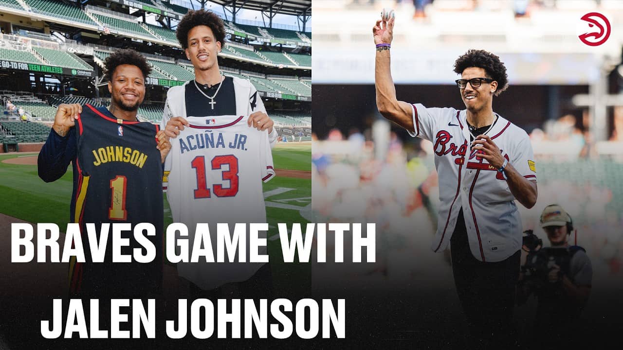 Jalen Johnson Throws First Pitch at Braves Game, Swaps Jerseys with Ronald Acuña Jr. ⚾️🏀