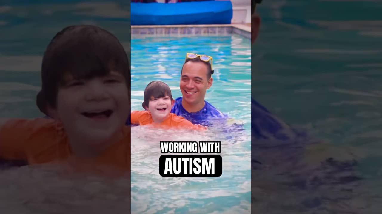 AUTISTIC KID SWIMS IN A FUNNY WAY