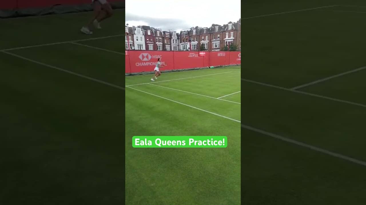 Alex Eala Queens Practice Ahead of Zhang Shuai Match! No strapping on leg CREDIT: Nick B Carter