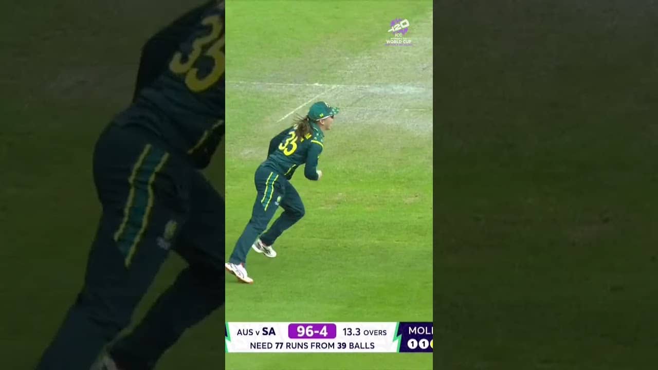 Georgia Wareham chips in with a stunning catch to remove Laura Wolvaardt 😲 #T20WorldCup