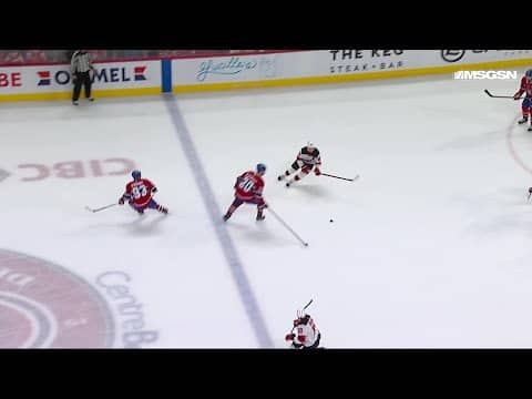 Connor Brown scores a goal against the Montréal Canadiens
