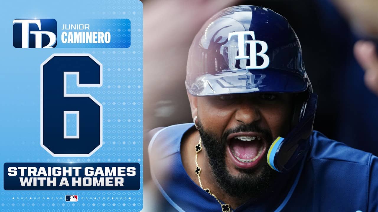 JUNIOR CAMINERO HOMERS IN 6TH STRAIGHT GAME 🚨 (Youngest player in Modern Era to HR in 6 straight!)