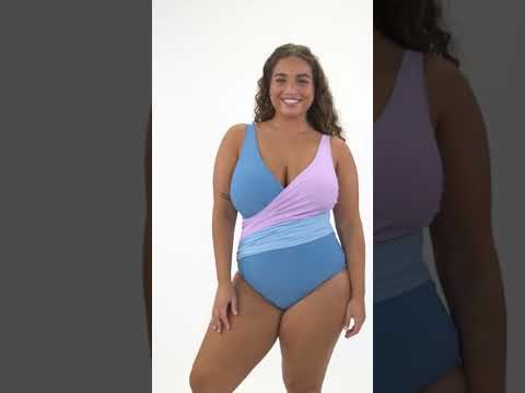 Sporti Plus Size Starlet Colorblock Tummy Control Wrap One Piece Swimsuit | SwimOutlet.com