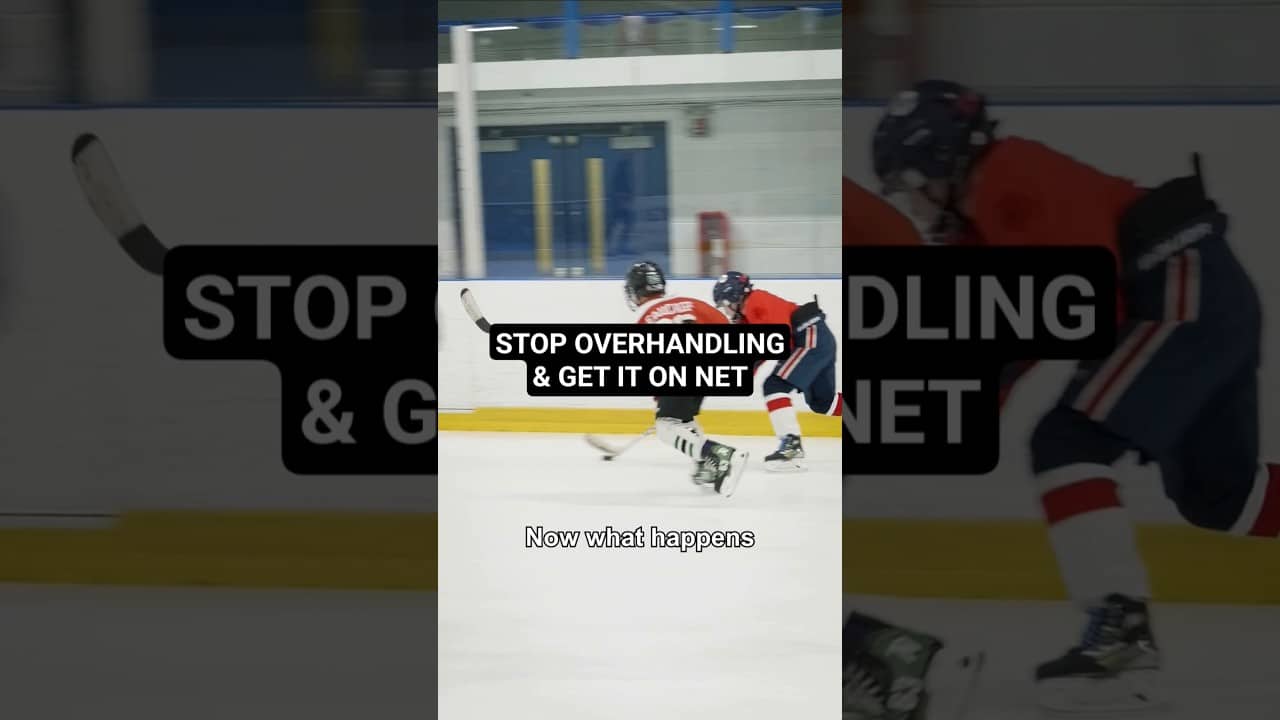 STOP OVERHANDLING & GET IT ON NET #hockeycoaching #hockeytraining