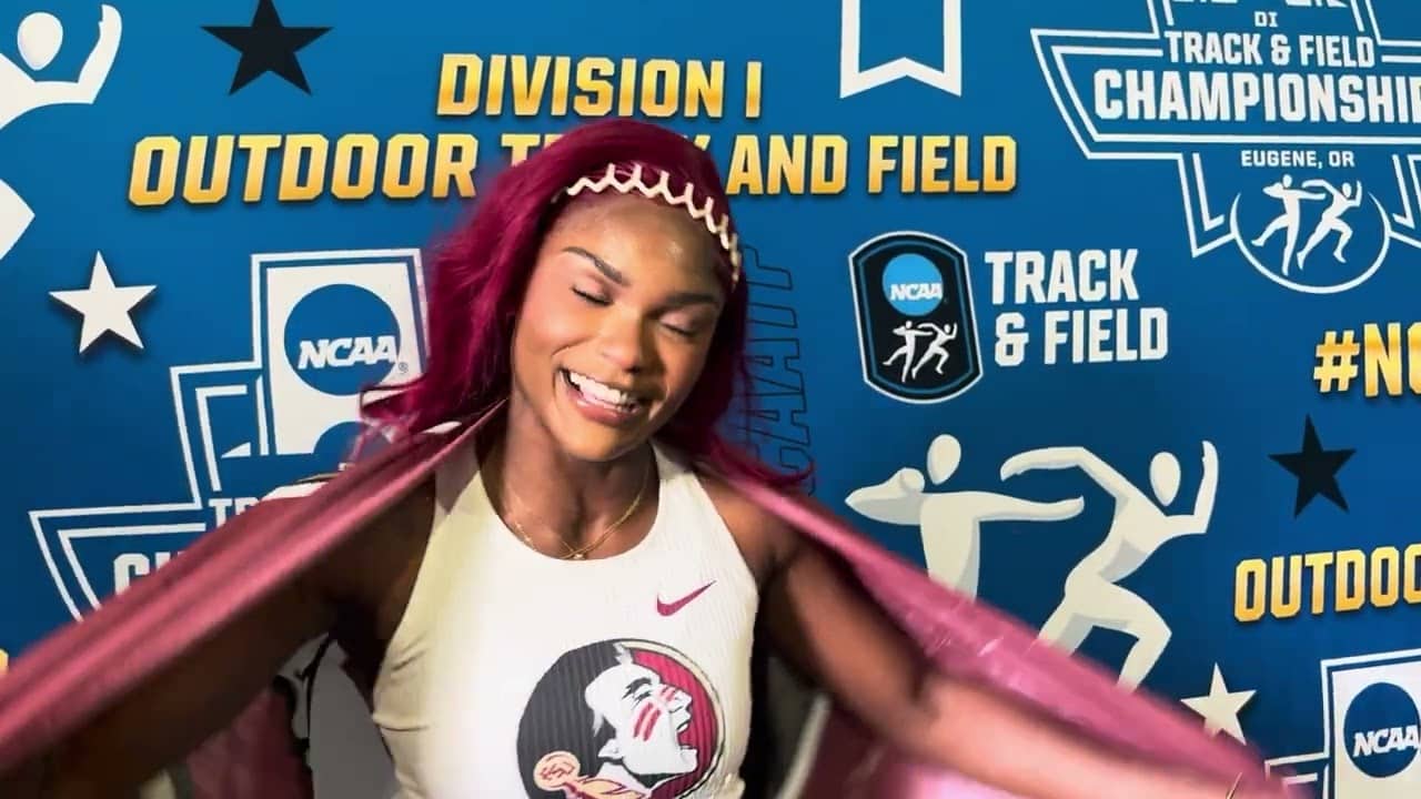 Shenese Walker Of FSU And Jamaica After Beating Adaejah Hodge For NCAA 100m Title In 10.88
