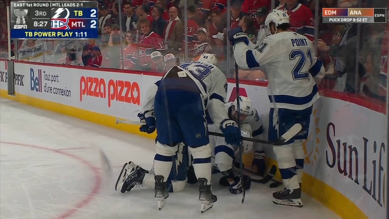 Jake Evans Cross Checking Penalty Against Nikita Kucherov