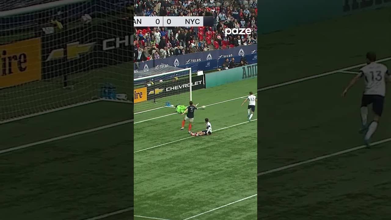 CLEARED OFF THE LINE 🥶 #nycfc #mls #soccershorts #soccer #footballclub #goalkeeper #goalkeepersaves