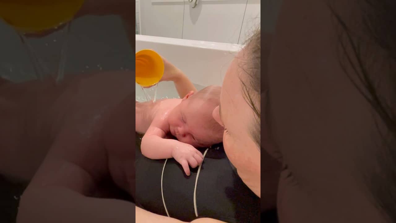 Baby Falls Asleep In The Bath #baby #newborn #bathtime #parentingtips #babyswimming
