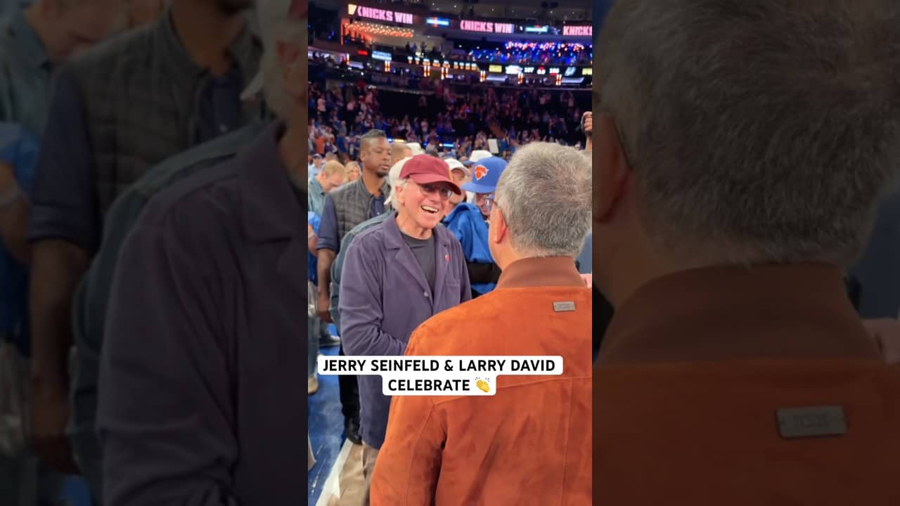 Jerry Seinfeld and Larry David embrace after huge Knicks win in Game 4