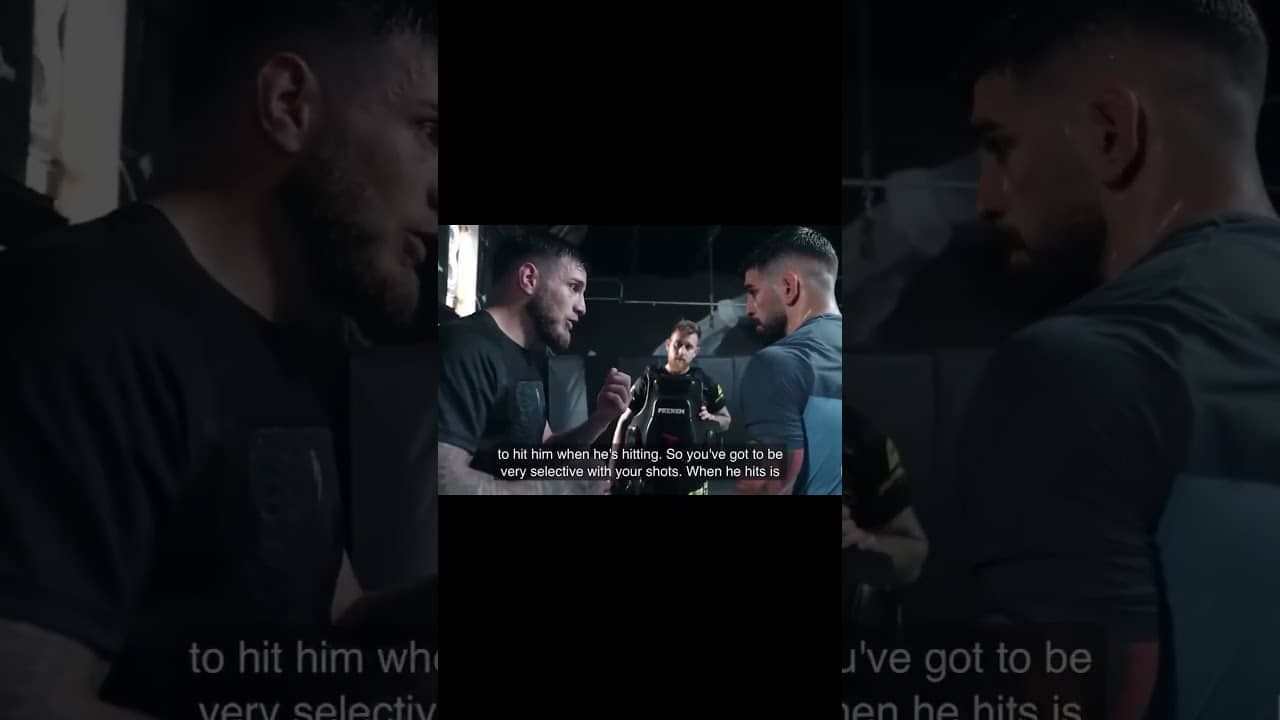 Ilia Topuria getting some tips from his brother on how tp fight Justin Gaethje (via @iliatopuria/TT)