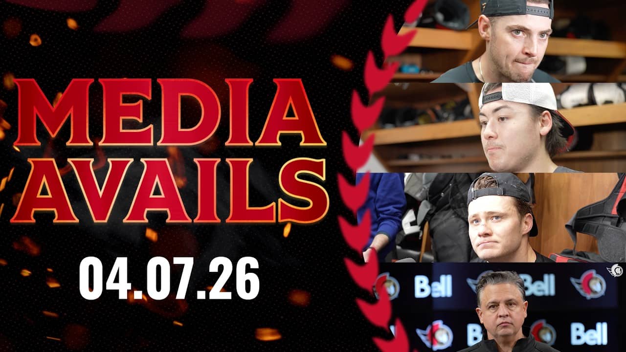 Drake Batherson, Tim Stützle, Jordan Spence, Travis Green Pregame Media vs TBL