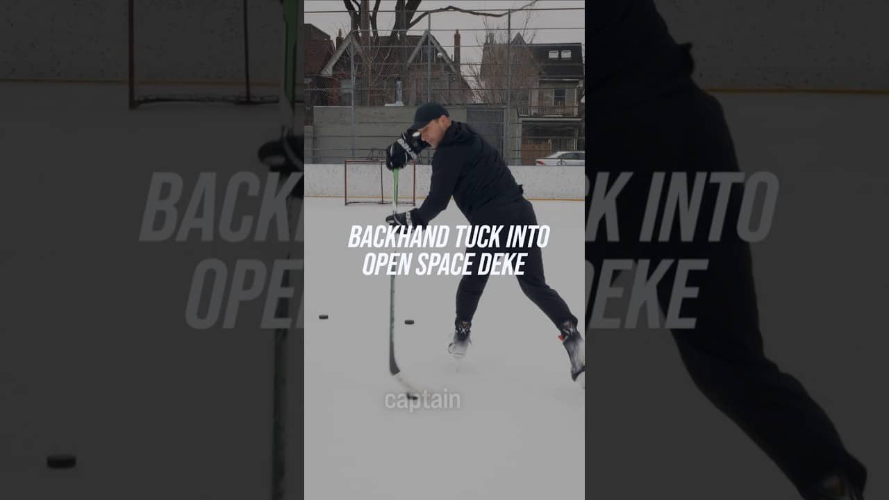 BACKHAND TUCK INTO OPEN SPACE DEKE #hockeycoaching #hockeytraining