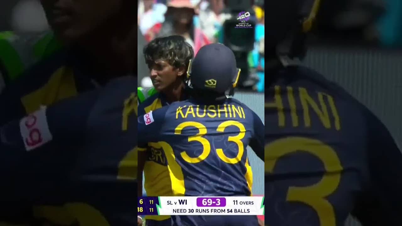 WHAT A CATCH! Vishmi Gunaratne, that is just sensational 👏 #T20WorldCup