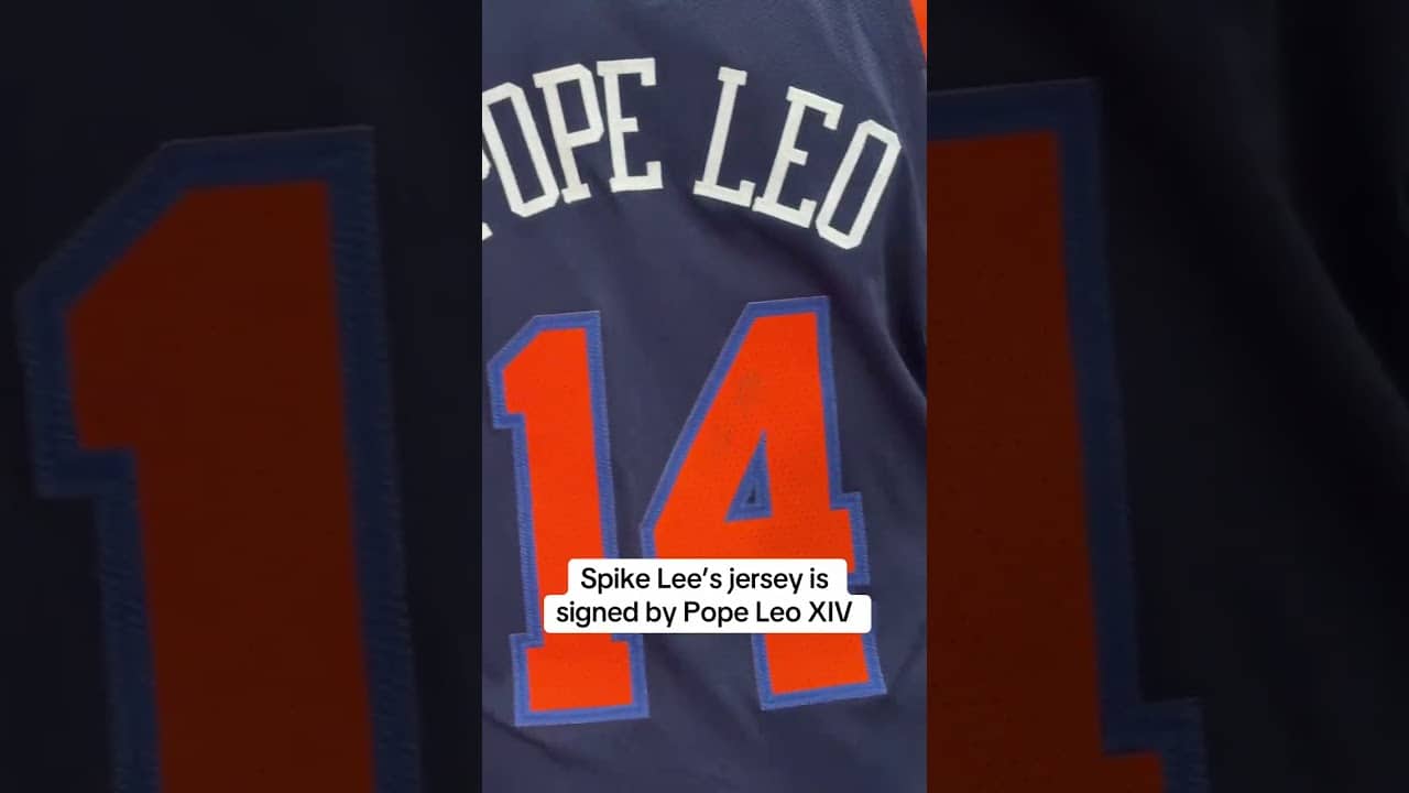 Spike Lee’s New York Knicks jersey is signed by Pope Leo XIV