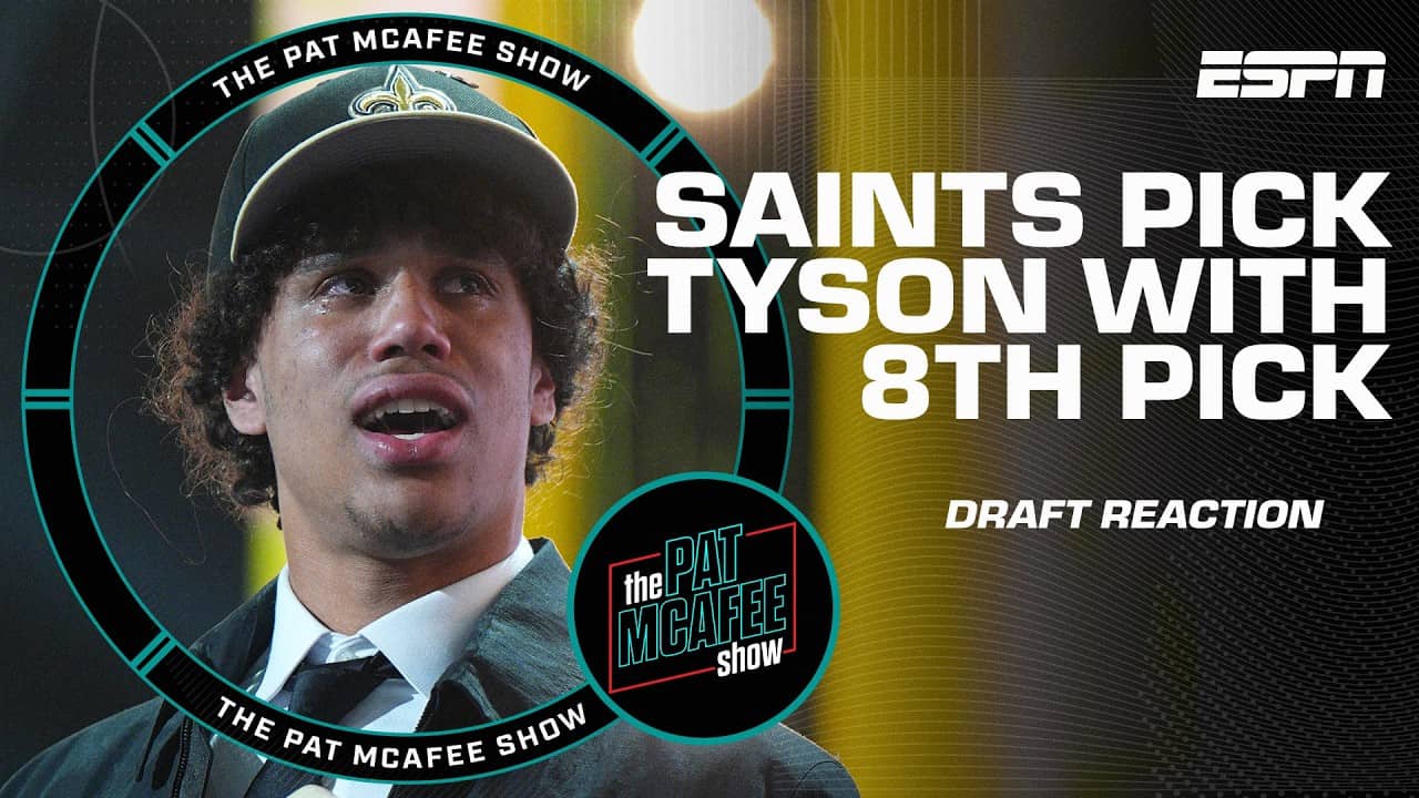 The Pat McAfee Draft Spectacular reacts to Saints picking Jordyn Tyson at No. 8