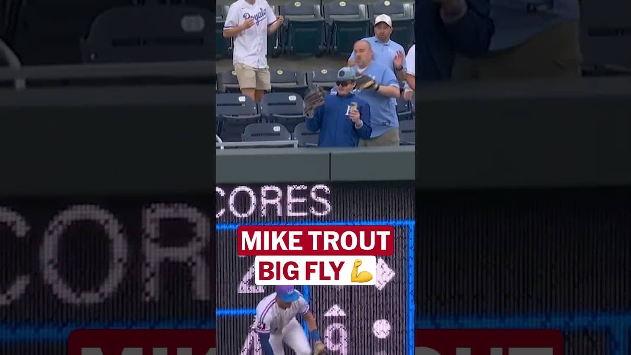Mike Trout clears the wall in Kansas City to open the scoring! 😤