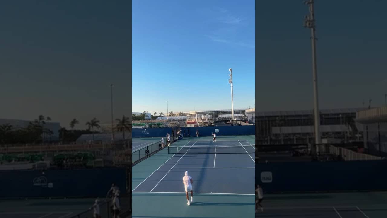 Carlos Alcaraz vs Holger Rune in Miami Open practice - Alcaraz hitting the ball so hard! #atptour