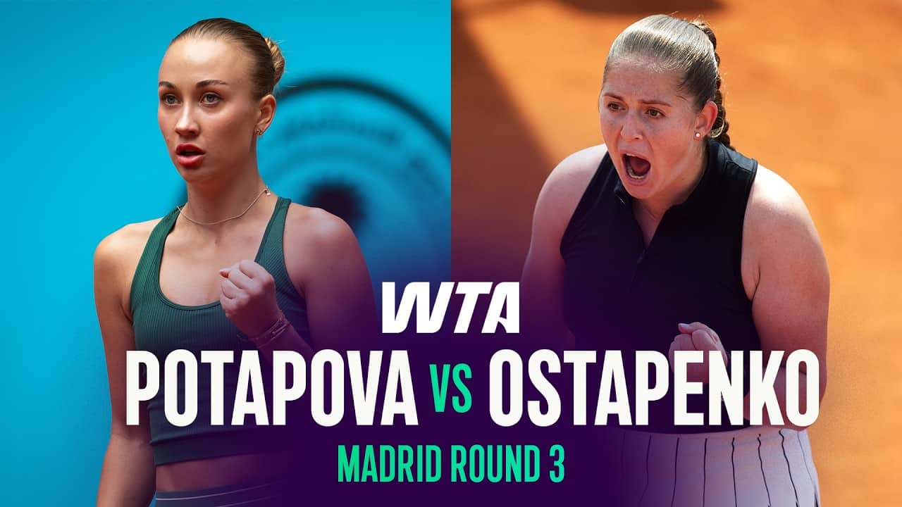Anastasia Potapova vs. Jelena Ostapenko | 2026 Madrid Round 3 | WTA Match Highlights