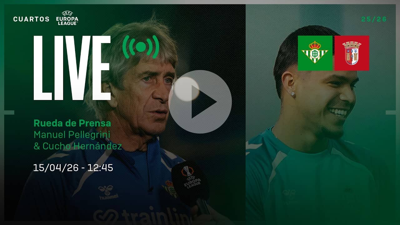 🚨 DIRECTO | Rueda de prensa de Manuel Pellegrini y Cucho Hernández previa al #RealBetisSCBraga ⚽💚
