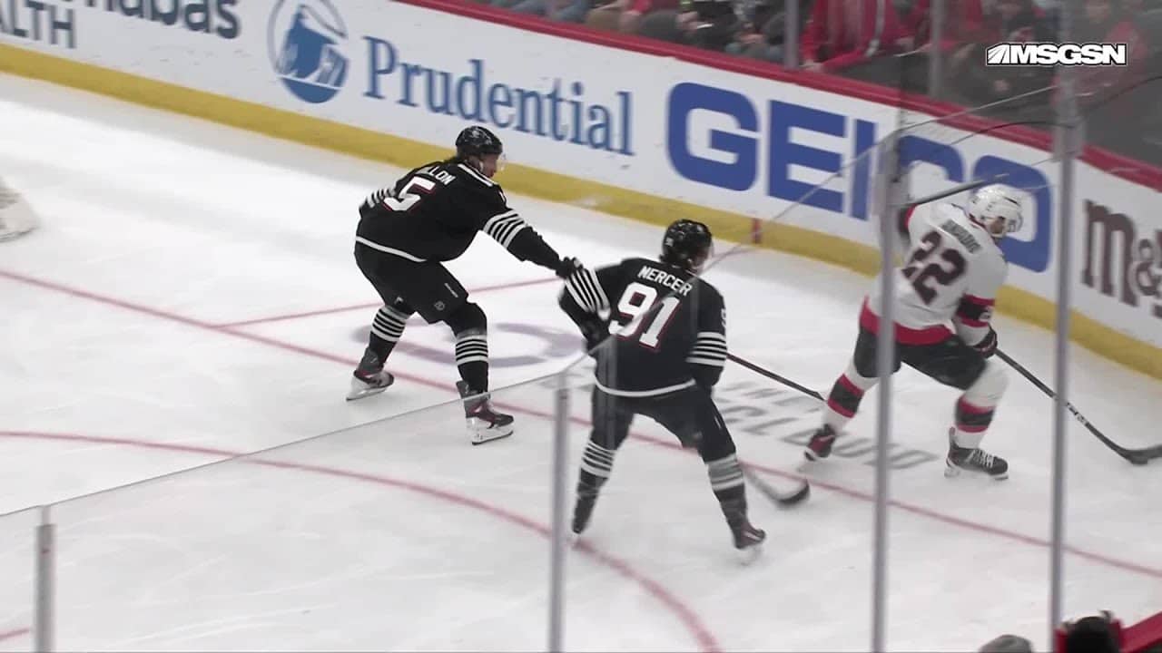 Michael Amadio scores a goal against the New Jersey Devils