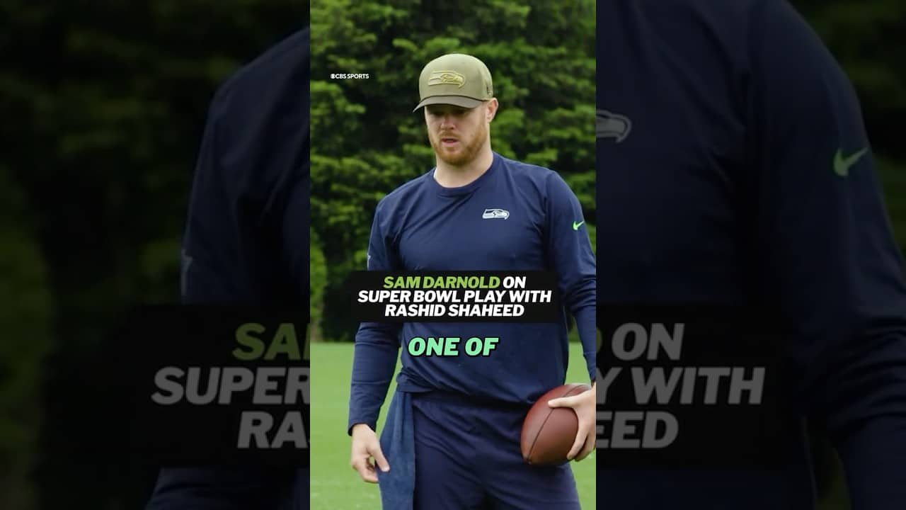 Sam Darnold walks through his deep ball to Rashid Shaheed in the Super Bowl #nfl #seahawks