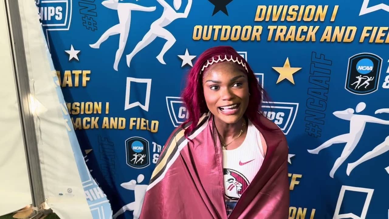 FSU’s Shenese Walker after springing the upset to win NCAA 100m title