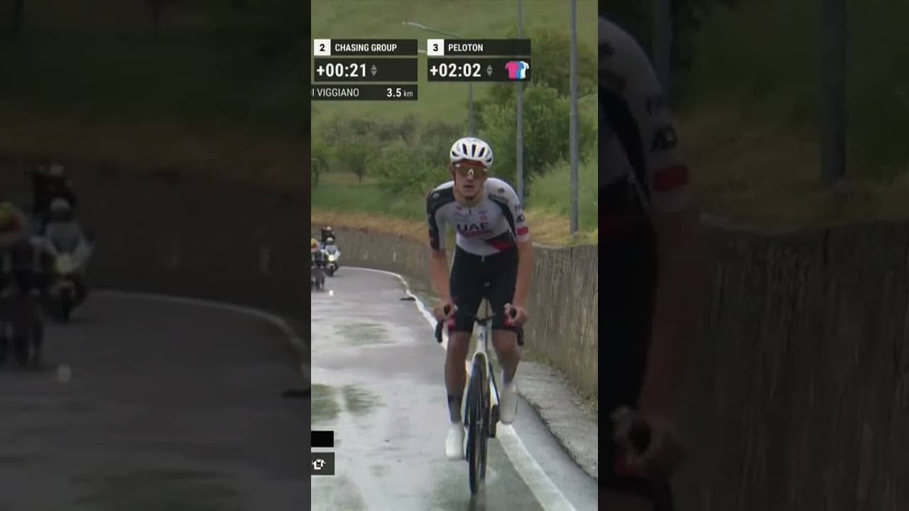 Igor Arrieta is on the move 🫡 The gloves (and jacket!) are off and the UAE rider is off the front.